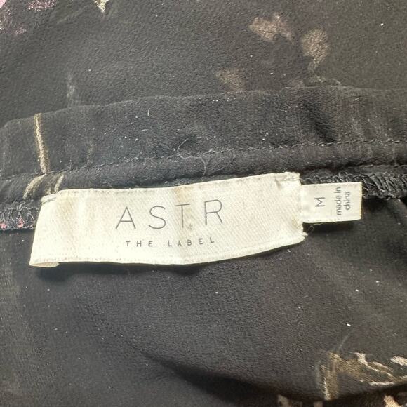 ASTR The Label Becky Floral Sheer Blouse Womens Top Size‎ M Boho Peasant Black - Picture 2 of 6